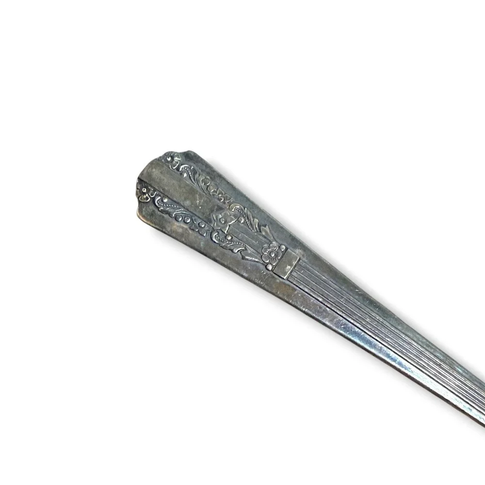 Wm Rogers Mfg Co IS Silverplate Serving Spoon Vintage Floral Art Deco Patina